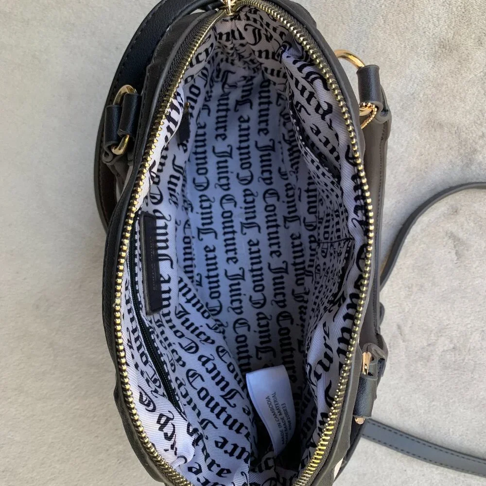 Juicy Couture Brushed Velvet and Faux Leather Handbag with Shoulder Strap - Picture 12 of 14